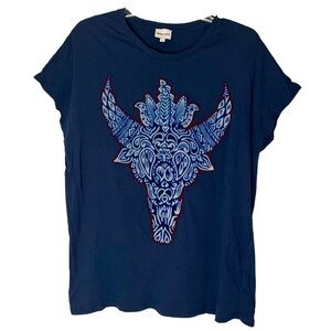 Bimba Y Lola Cow Skull Over Sized Cotton Tee